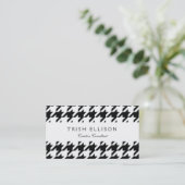 Zwart Wit Classic Houndstooth Check Visitekaartje (Staand voorkant)