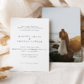 Zwart & Wit Classic Minimale foto bruiloft Kaart