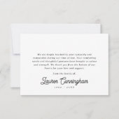 Zwart-wit Classic Minimalistisch Eenvoudige Begraf Bedankkaart (Voorkant)