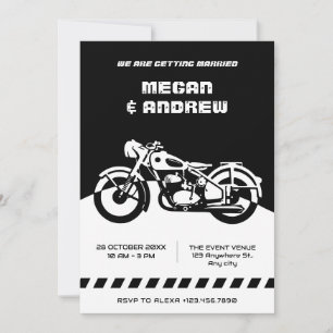 Zwart-wit Classic Motorfiets bruiloft Kaart