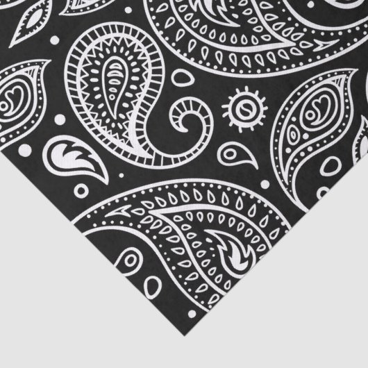 zwart-wit Classic Paisley Pattern Tissuepapier (Detail)