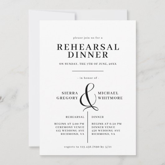  Zwart-Wit Classic Repetitie Diner Kaart (Voorkant)