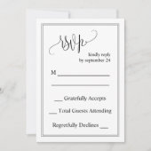 Zwart-wit Classic Script Wedding RSVP Kaart (Voorkant)