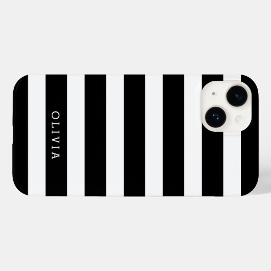 Zwart-wit Classic Stripes Monogram Case-Mate iPhone Case (Achterkant (horizontaal))