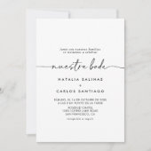 Zwart Wit Classic Voor- en achterkant Nuestra Boda Kaart (Voorkant)