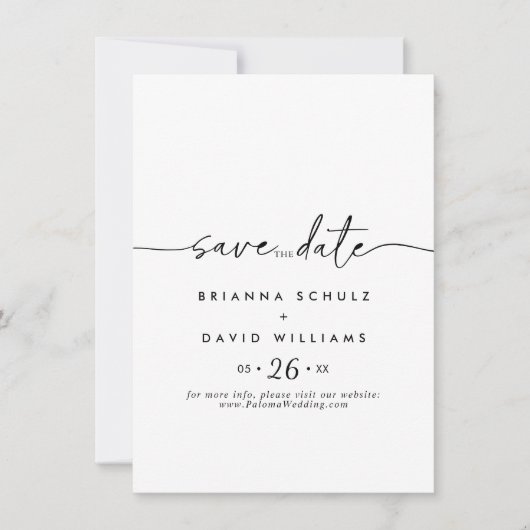 Zwart Wit Classic Wedding Save the Date (Voorkant)
