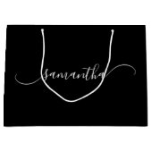 Zwart-wit Classy Curved Swash Handtekening Naam Groot Cadeauzakje (Voorkant)