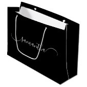 Zwart-wit Classy Curved Swash Handtekening Naam Groot Cadeauzakje (Voorkant Gekanteld)