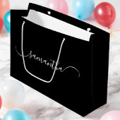 Zwart-wit Classy Curved Swash Handtekening Naam Groot Cadeauzakje
