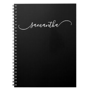 Zwart-wit Classy Curved Swash Handtekening Naam Notitieboek