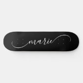 Zwart-wit Classy Curved Swash Handtekening Naam Persoonlijk Skateboard (Horizontaal)