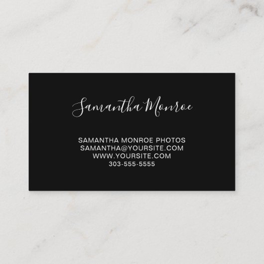 Zwart-wit Classy Curved Swash Handtekening Naam Visitekaartje (Achterkant)