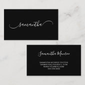 Zwart-wit Classy Curved Swash Handtekening Naam Visitekaartje (Voorkant / Achterkant)
