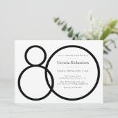 Zwart Wit Classy Custom Minimalist 80e Verjaardag Kaart (Staand voorkant)