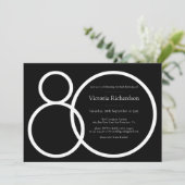 Zwart Wit Classy Custom Minimalist 80e Verjaardag Kaart (Staand voorkant)