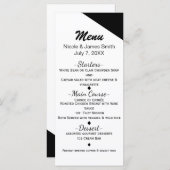 Zwart & Wit Classy Driehoek Bruiloft Menu Kaart (Voorkant / Achterkant)