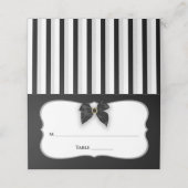 Zwart-wit, Classy Faux Bow/Ribbon, huwelijk Plaatskaartje (Buitenkant ongevouwen)