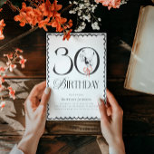 Zwart-wit Classy Martini 30e verjaardag Kaart