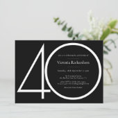Zwart Wit Classy Modern Minimalist 40e Verjaardag Kaart (Staand voorkant)