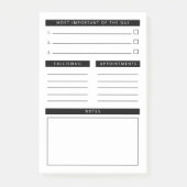 Zwart Wit Clean Daily Planner Post-it® Notes (Voorkant)