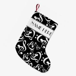 Zwart-wit Clef Hearts Muzieknoten Kerstmis Kleine Kerstsok