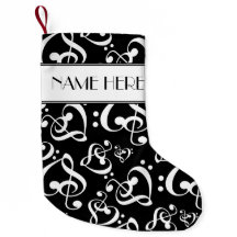 Zwart-wit Clef Hearts Muzieknoten Kerstmis