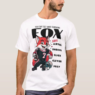 Zwart-wit Clever Foxy Fox Cartoon Mannen T-shirt