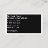 Zwart wit CLINICAL SOCIAL WORKER visitekaartjes (Achterkant)