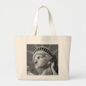 Zwart-wit close-up beeld van vrijheid grote tote bag (Voorkant)