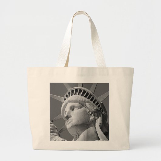 Zwart-wit close-up beeld van vrijheid grote tote bag (Voorkant)
