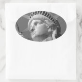 Zwart-wit close-up beeld van vrijheid ovale sticker (Tas)