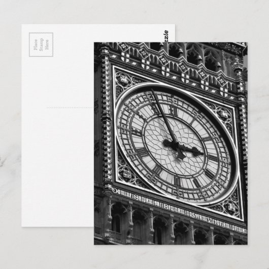 Zwart Wit Close-up Big Ben Klokkentoren Briefkaart (Voorkant / Achterkant)
