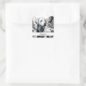 zwart-wit Close Up Labrador Vierkante Sticker (Tas)