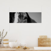 Zwart & Wit Close-up Paardenoog Poster (Keuken)