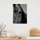 Zwart-wit, close-up paardenoog poster (Keuken)