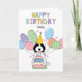 Zwart Wit Cockapoo Cavapoo Hond Gelukkige Verjaard Kaart (Voorkant)