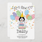 Zwart Wit Cockapoo Cavapoo Hond Verjaardagsfeest Kaart (Voorkant / Achterkant)