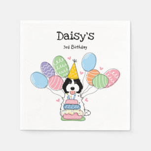 Zwart Wit Cockapoo Cavapoo Verjaardagsfeestpapier Servet