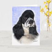 Zwart-wit Cocker Spaniel Kaart (Gele Bloem)