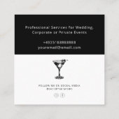 Zwart-wit cocktail professionele barman vierkante visitekaartje (Achterkant)