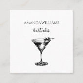Zwart-wit cocktail professionele barman vierkante visitekaartje (Voorkant)