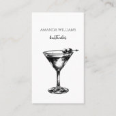 Zwart-wit cocktail professionele barman visitekaartje (Voorkant)
