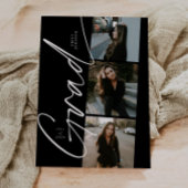 Zwart & Wit Collage Moderne Script Afstudeerfeest Kaart