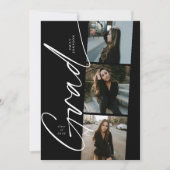 Zwart & Wit Collage Moderne Script Afstudeerfeest Kaart (Voorkant)