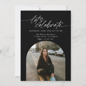 Zwart & Wit Collage Moderne Script Afstudeerfeest Kaart (Achterkant)