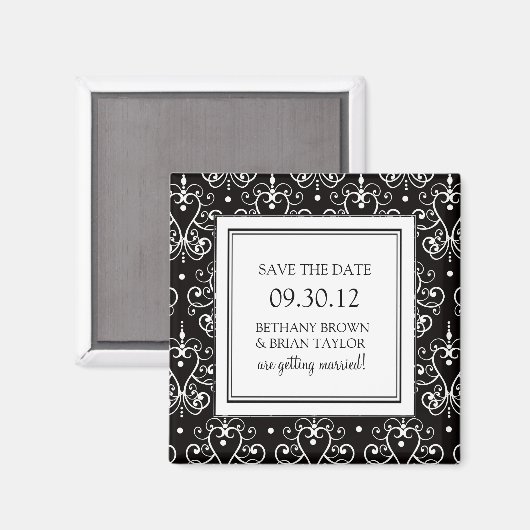 Zwart-wit Collectie Opslaan Datum magneet (Voorkant / Achterkant)