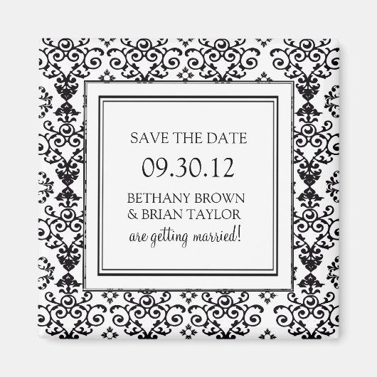 Zwart-wit Collectie Opslaan Datum magneet (Voorkant)