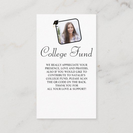 Zwart wit College Fund QR-Afstuderen Informatiekaartje (Achterkant)