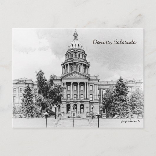 Zwart-wit, Colorado State Capitol Bldg #1 Briefkaart (Voorkant)