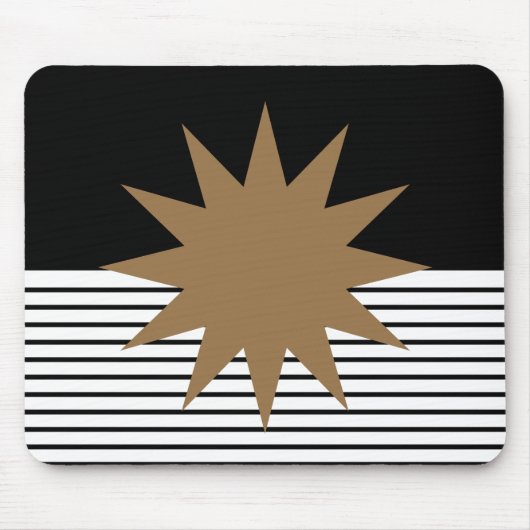 Zwart Wit Colorblock & Bruine Zon Muismat (Voorkant)